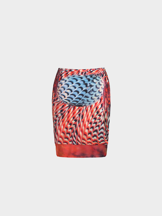 Roberto Cavalli SS 2001 Red and Blue Psychedelic Print Wrap Pareo Mini Skirt