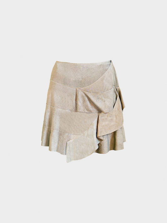 Plein Sud 2000s Brown Ruffled Knit Skirt
