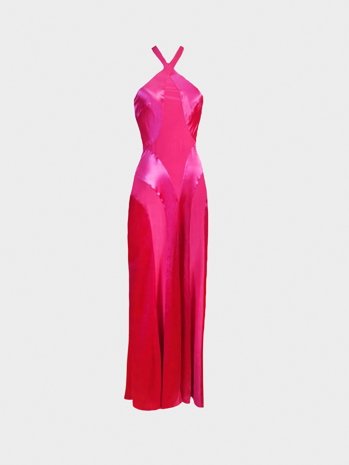 Plein Sud 1990s Hot Pink Halter Gown