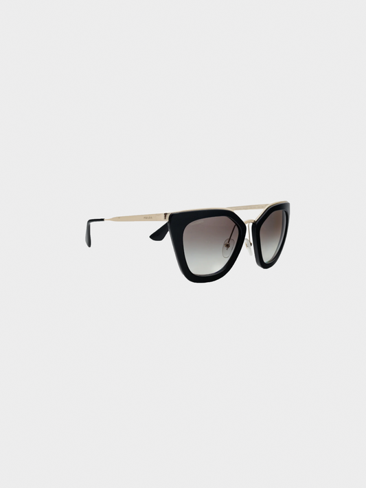 Prada 2010s Black & Gold-Tone Cat-Eye Sunglasses
