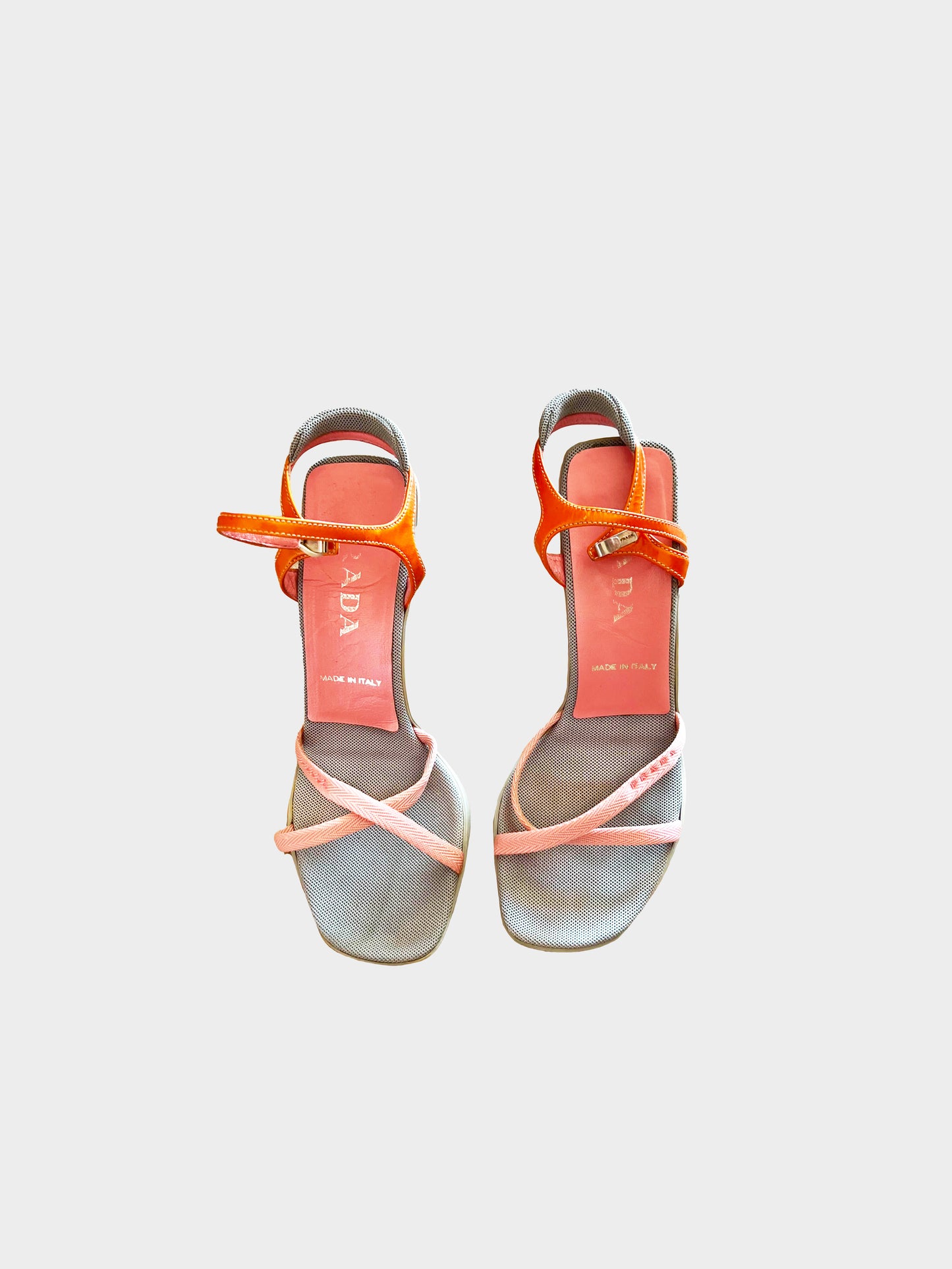 Prada Sport 2000s Pink and Orange Nylon Bubble Heels