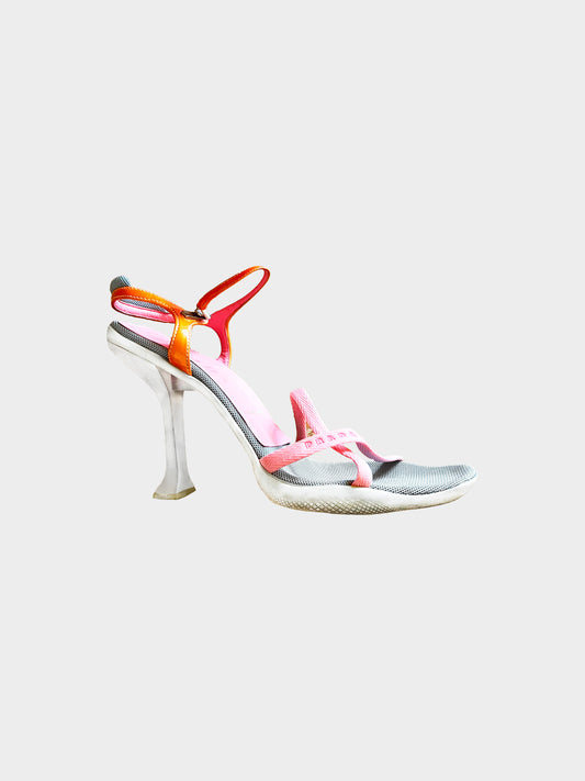 Prada Sport 2000s Pink and Orange Nylon Bubble Heels