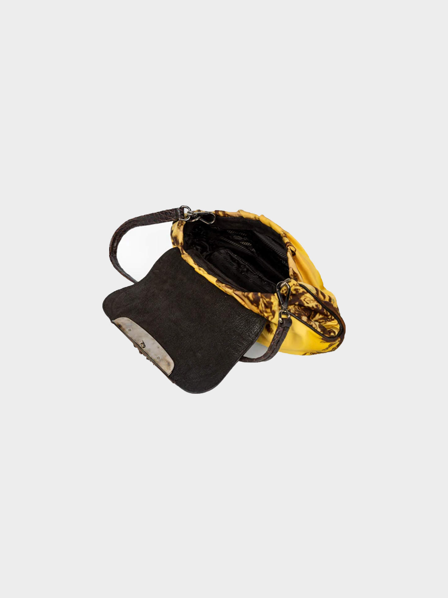 Prada FW 2004 Jewel-Embellished Printed Satin Shoulder Crocodile Bag
