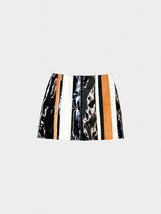 Prada SS 2016 Multicoloured Vertical Striped Leather Skirt