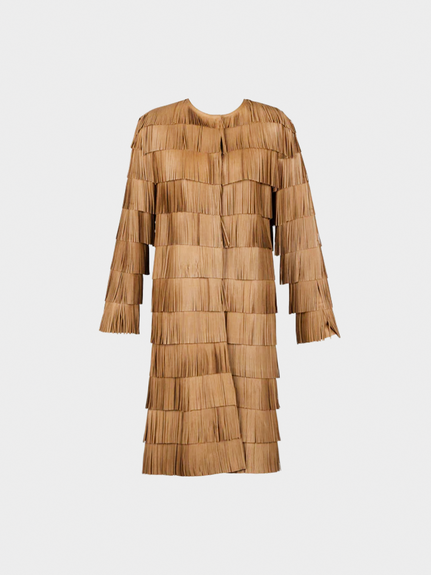Prada SS 2007 Runway Brown Leather Fringe Coat