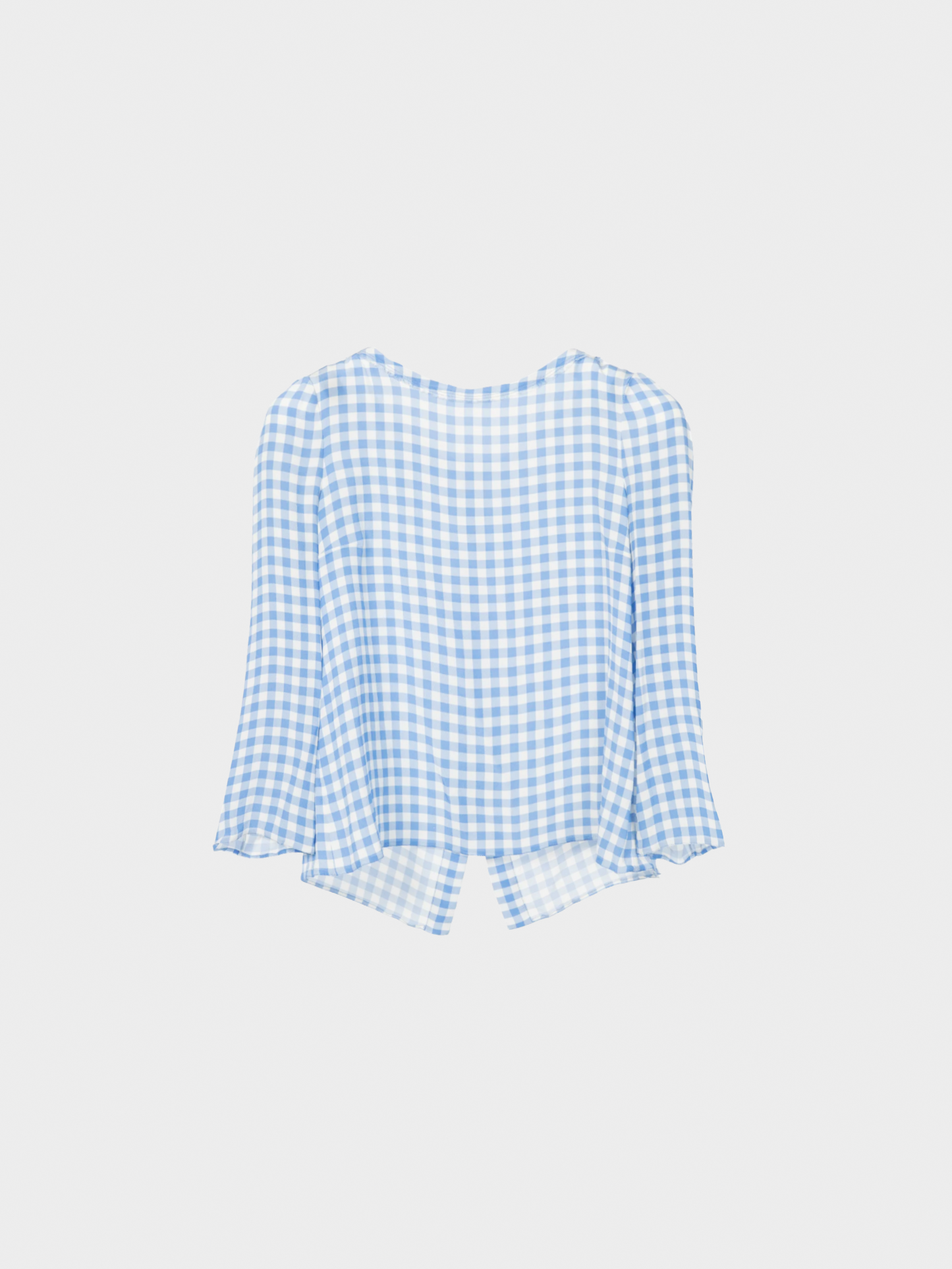 Prada AW 2013 Blue Gingham Silk Crepe Blouse