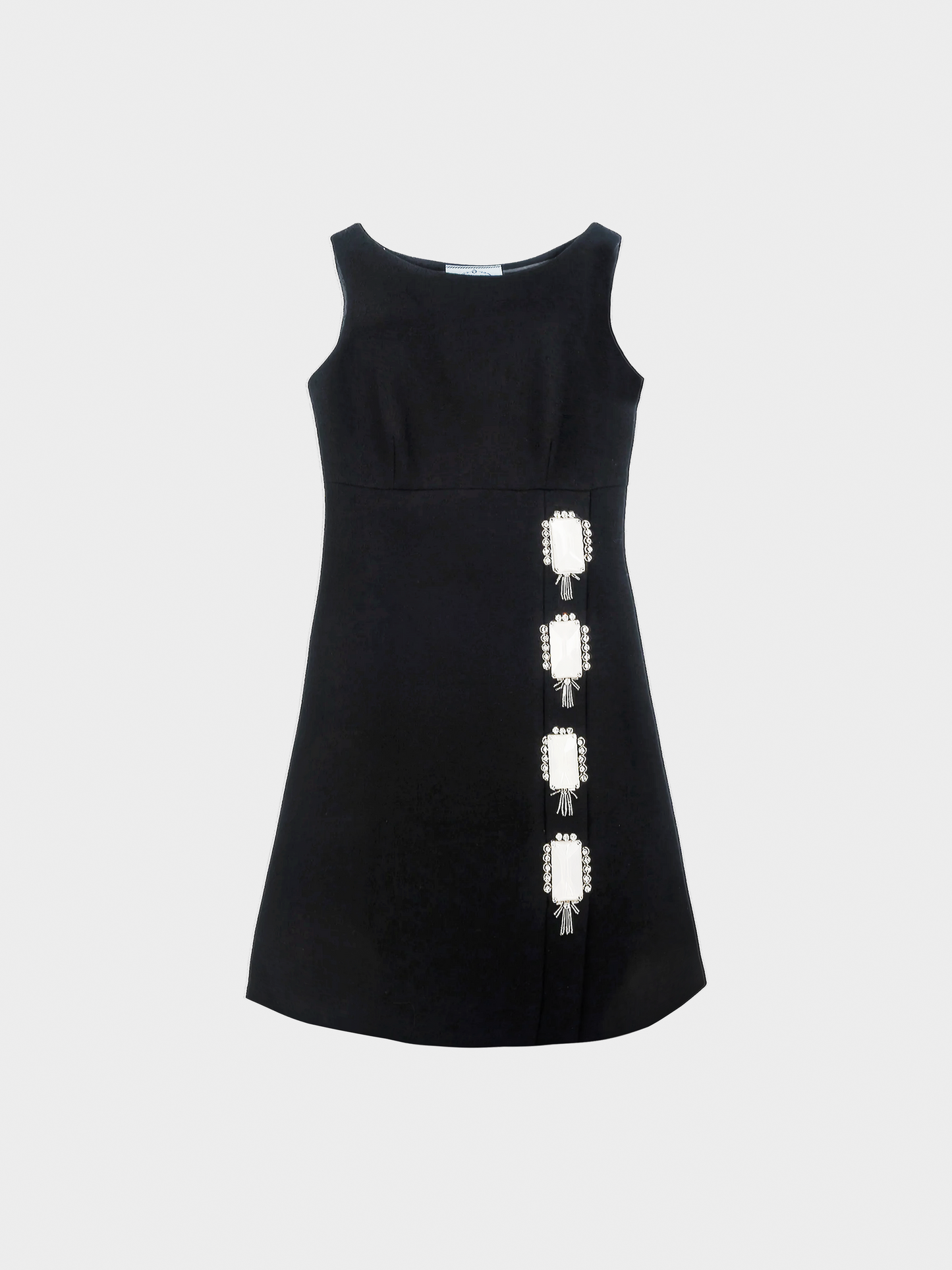 Prada AW 2012 Black Wool-Crepe Crystal-Embellished Dress