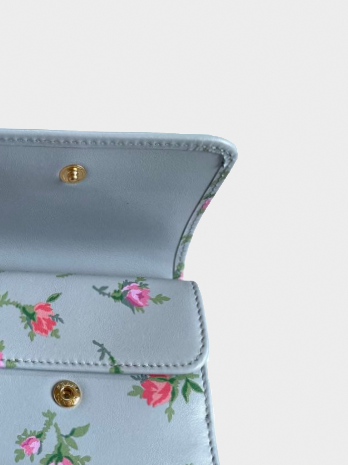 Prada 2010s Baby Blue Floral Bifold Wallet