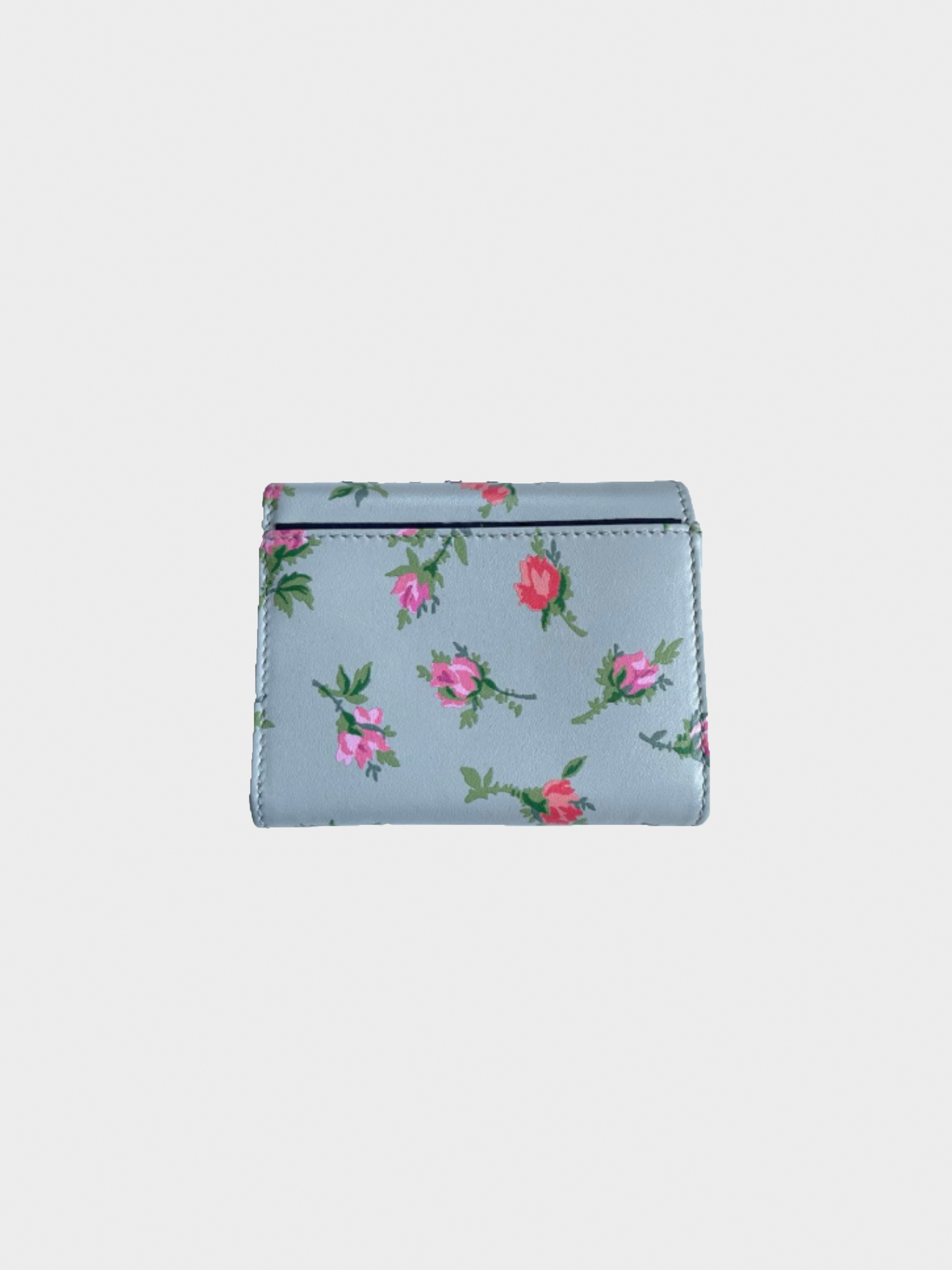 Prada 2010s Baby Blue Floral Bifold Wallet