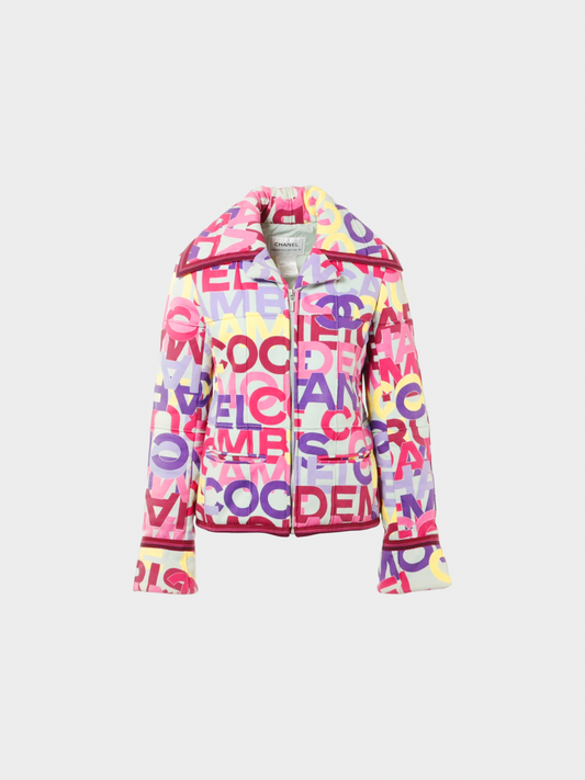 Chanel 2000s Multicoloured Rue Cambon Puffer Logo Mania Jacket