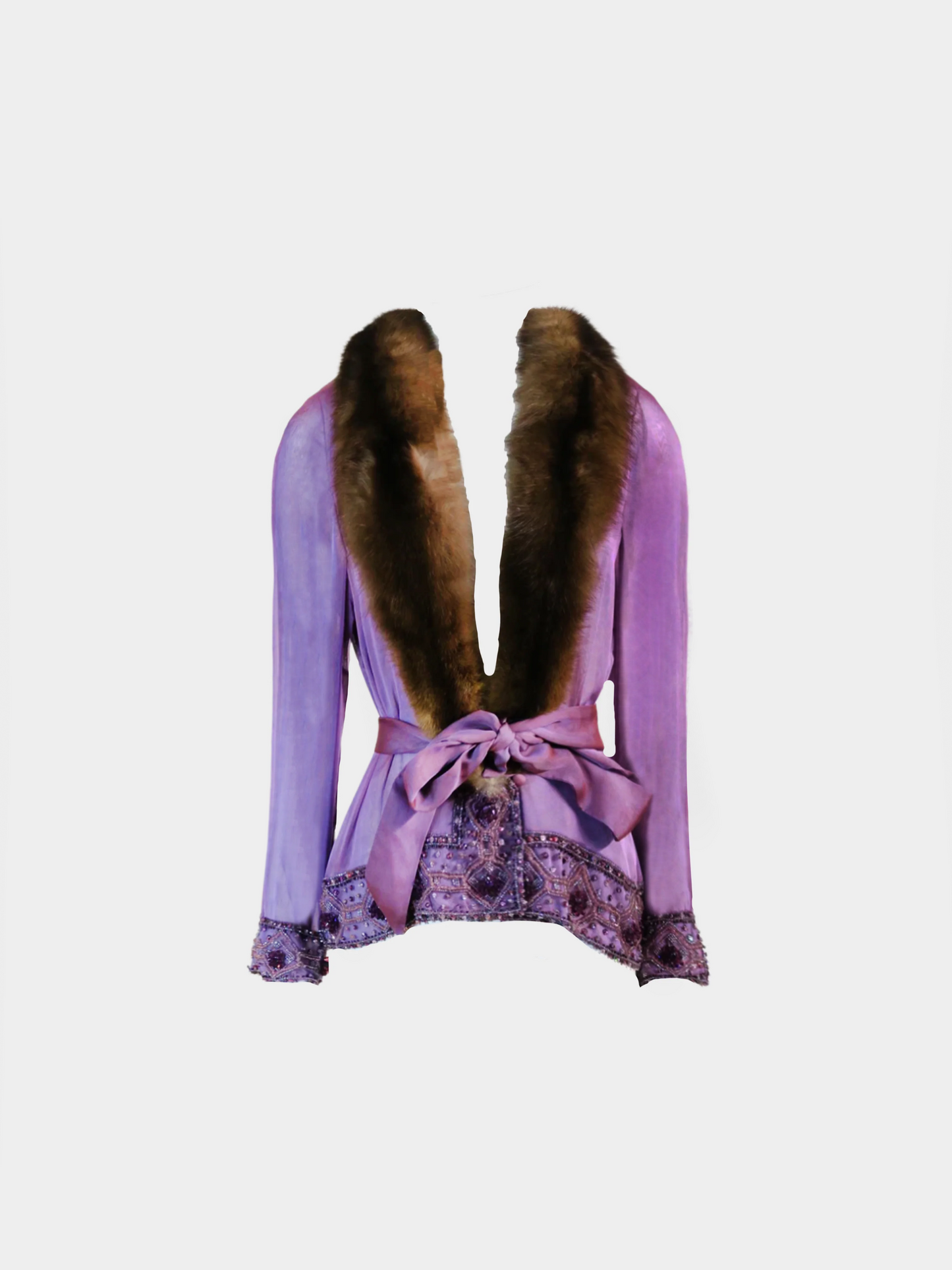 Valentino FW 2003-2004 Runway Purple Silk Fur Top