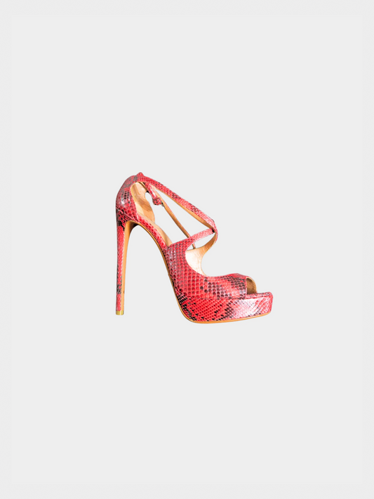 Alaïa 2010s Red Python Leather Platform Pumps