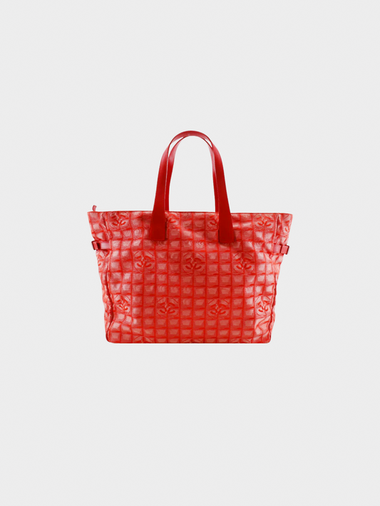 Chanel 2002-2003 Red Nylon Travel Tote Bag