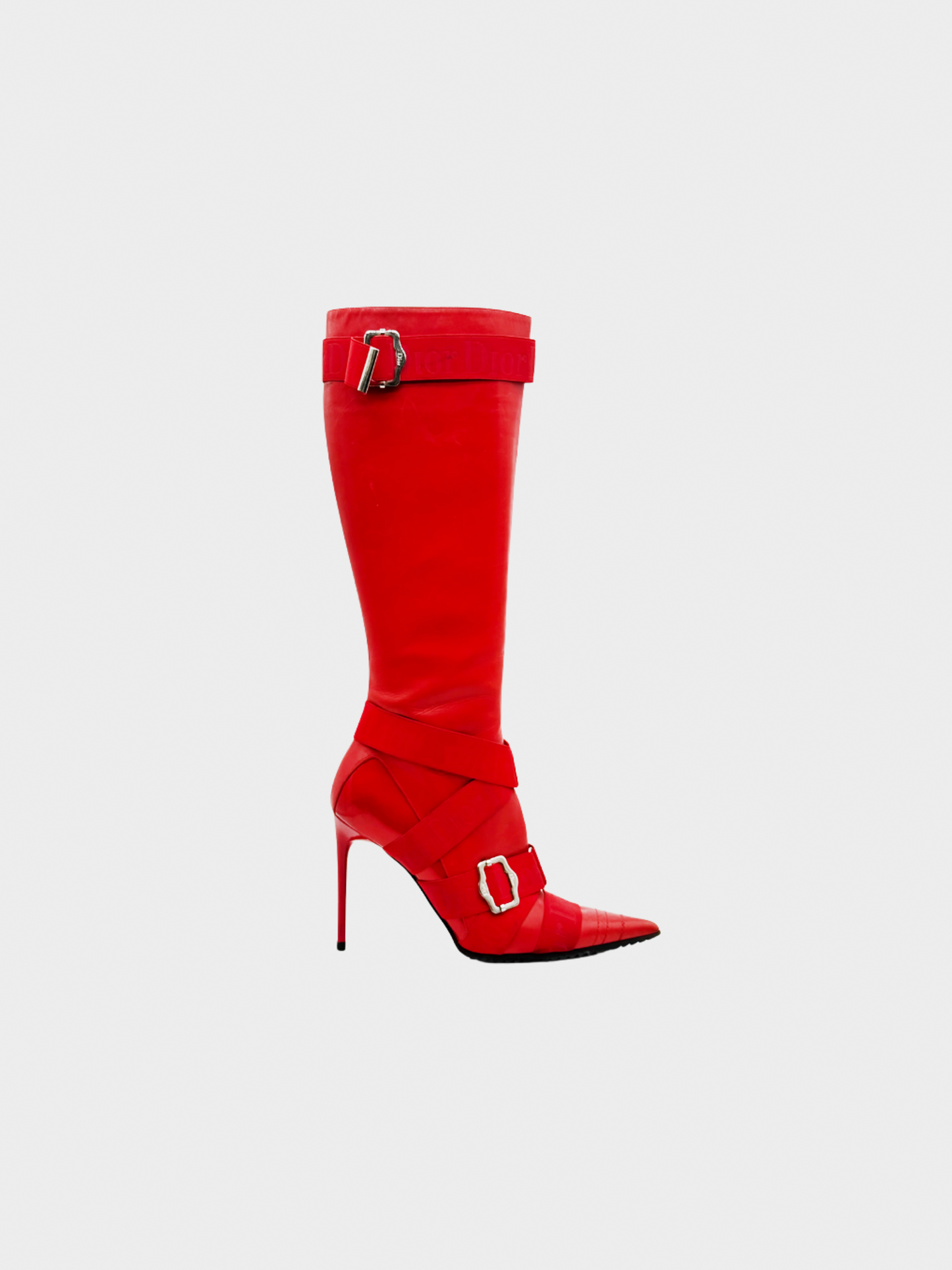 Christian Dior FW 2004 Red Strap Boots