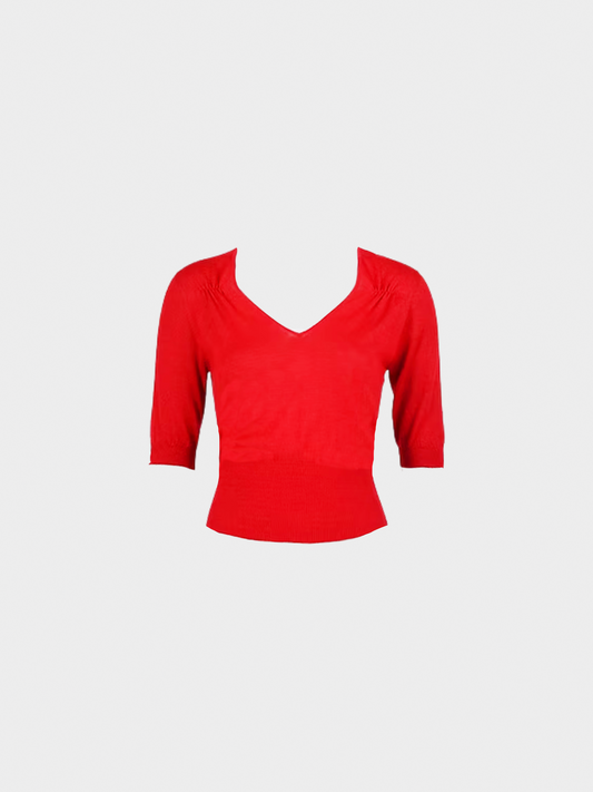 Prada FW 2000 Red Three Quarter Sleeve Top