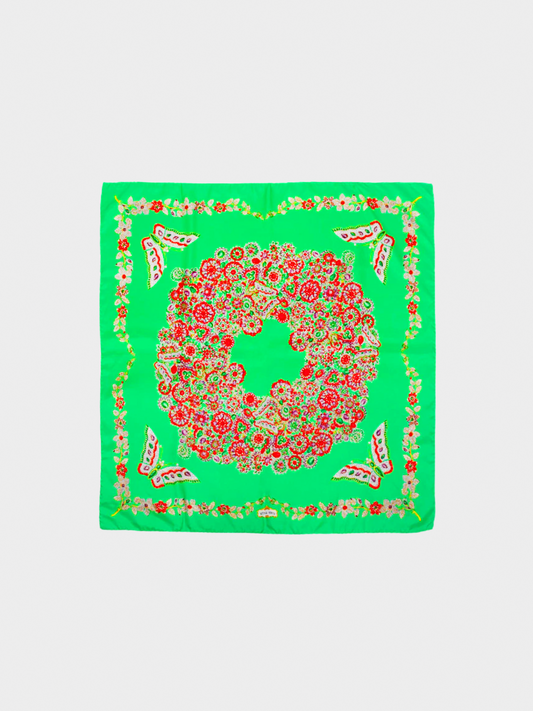 Bottega Veneta 1970s Green Butterfly Jewel Scarf