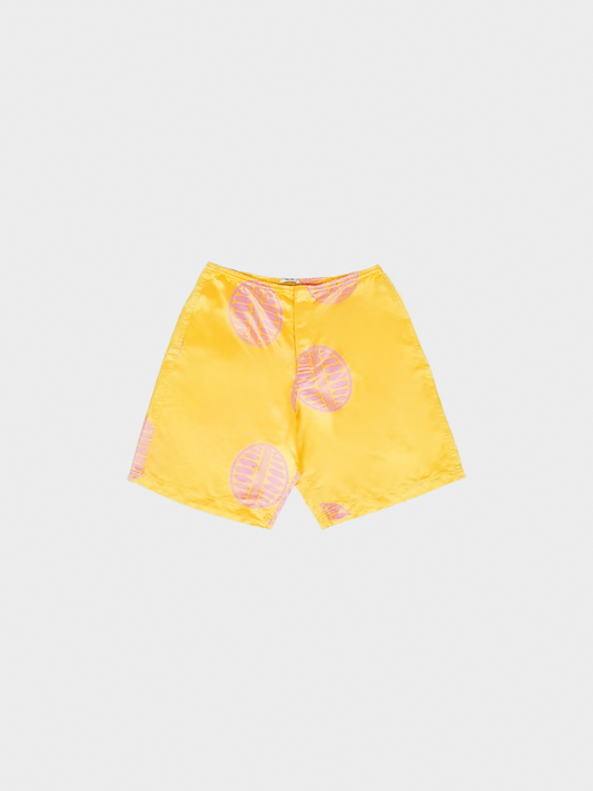 Miu Miu SS 2003 Runway Yellow Printed Silk Shorts