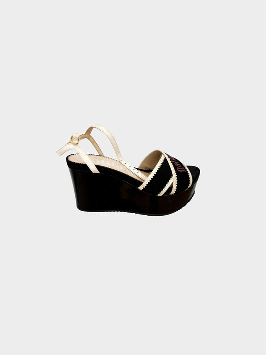 John Galliano Early 2000s Embellished Strappy Wedge Sandals