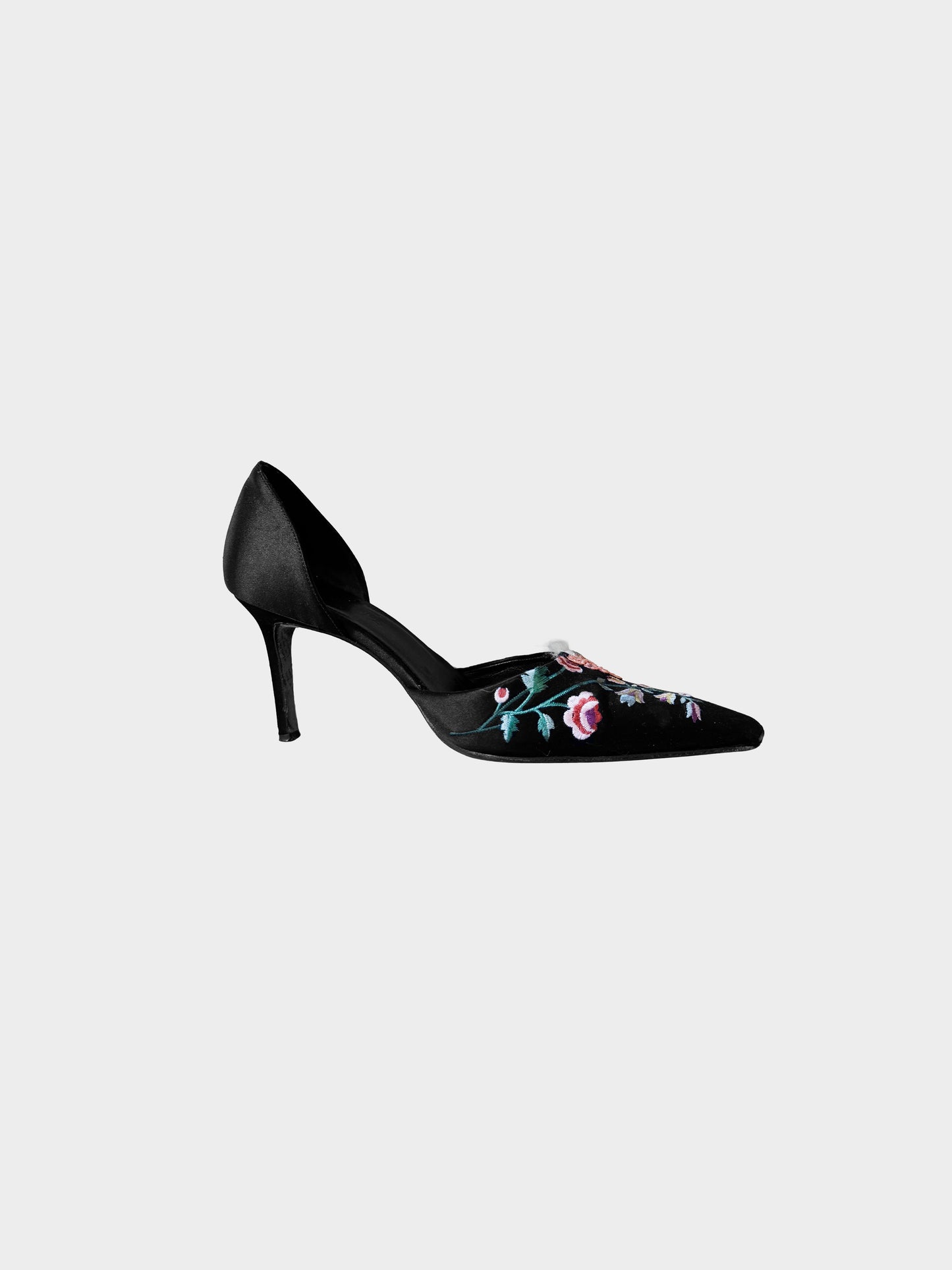 John Galliano AW 2002 Satin Floral Embroidered Heels