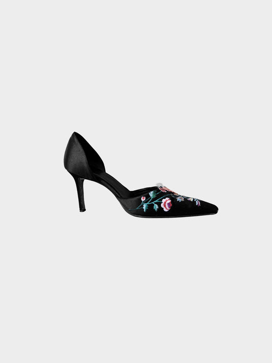 John Galliano AW 2002 Satin Floral Embroidered Heels
