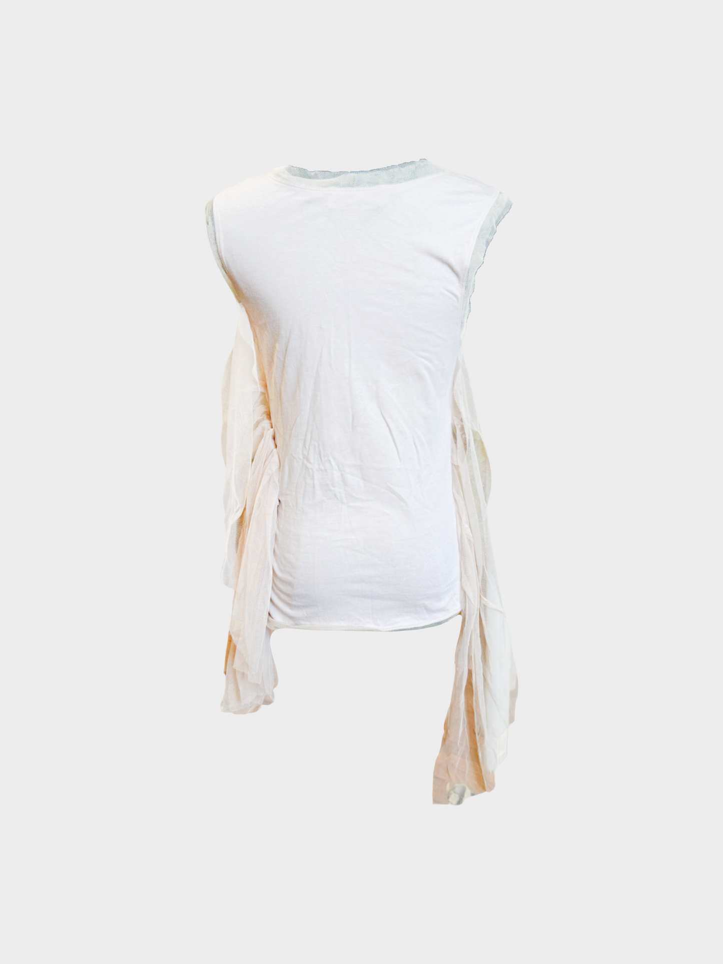 Valentino 2000s Beige Ruched Embellished Tank Top