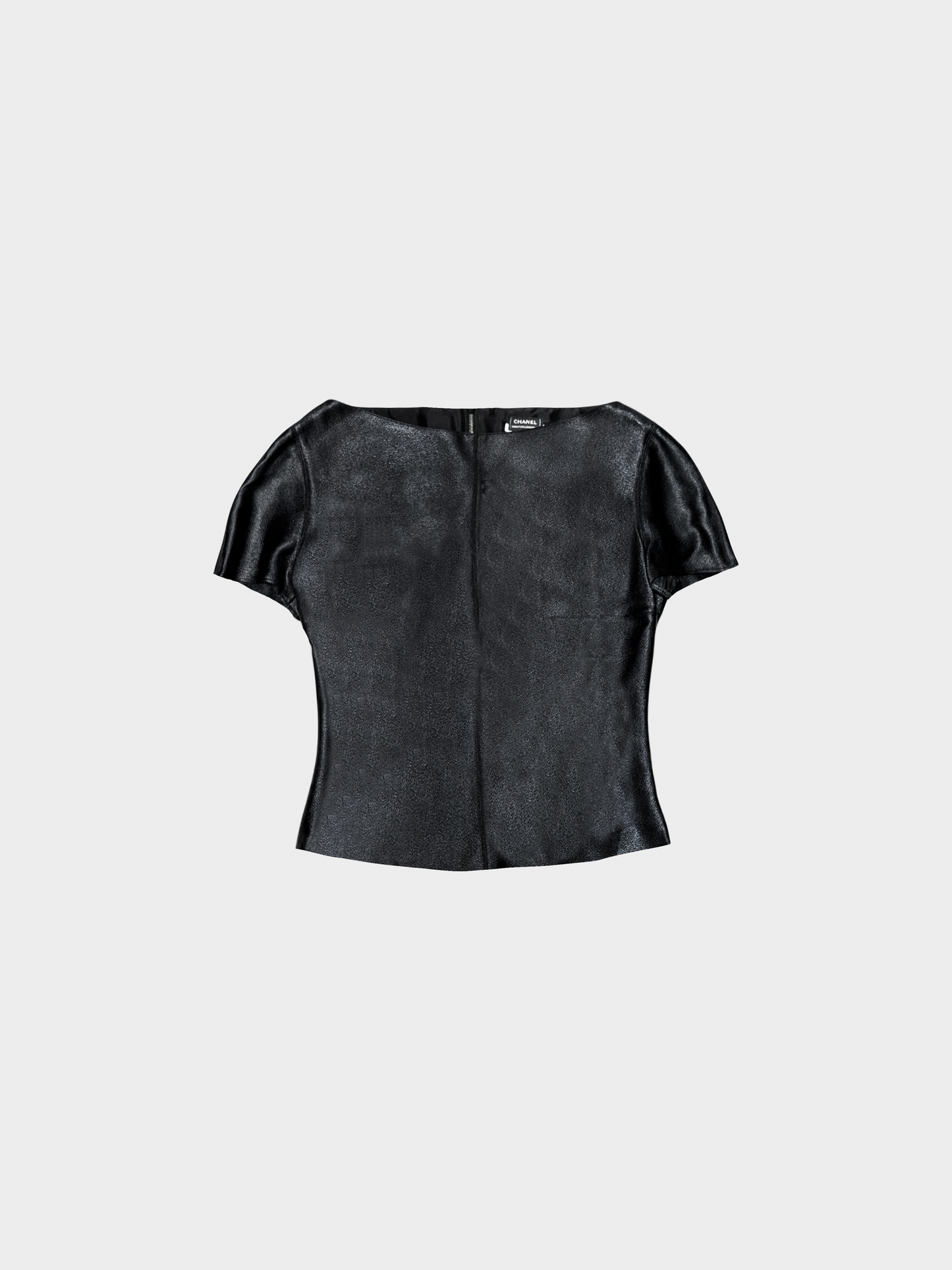 Chanel 2000s Black Viscose Bateau Structure Top