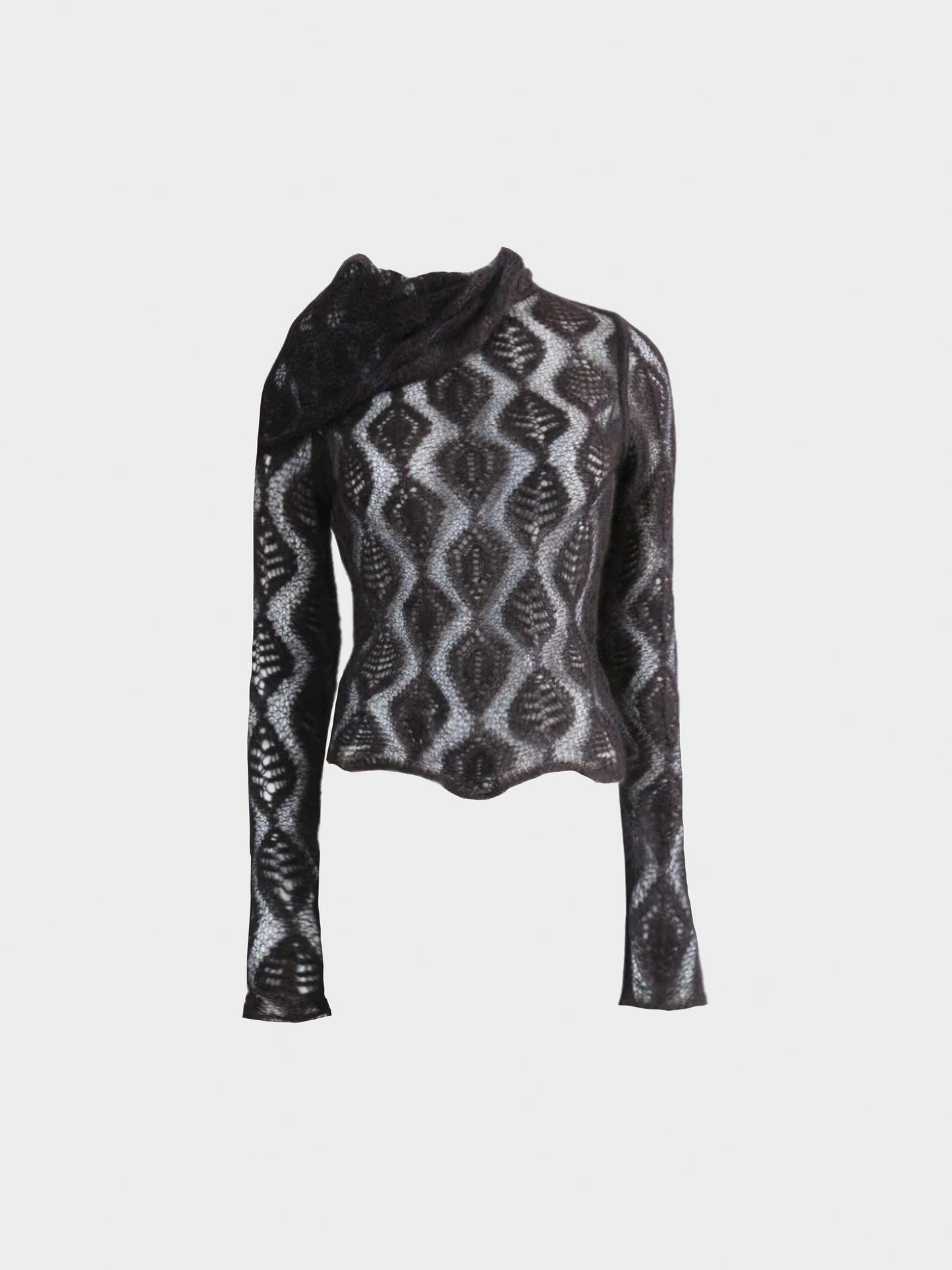 John Galliano 2000s Brown Cashmere Long Sleeve Knit Top