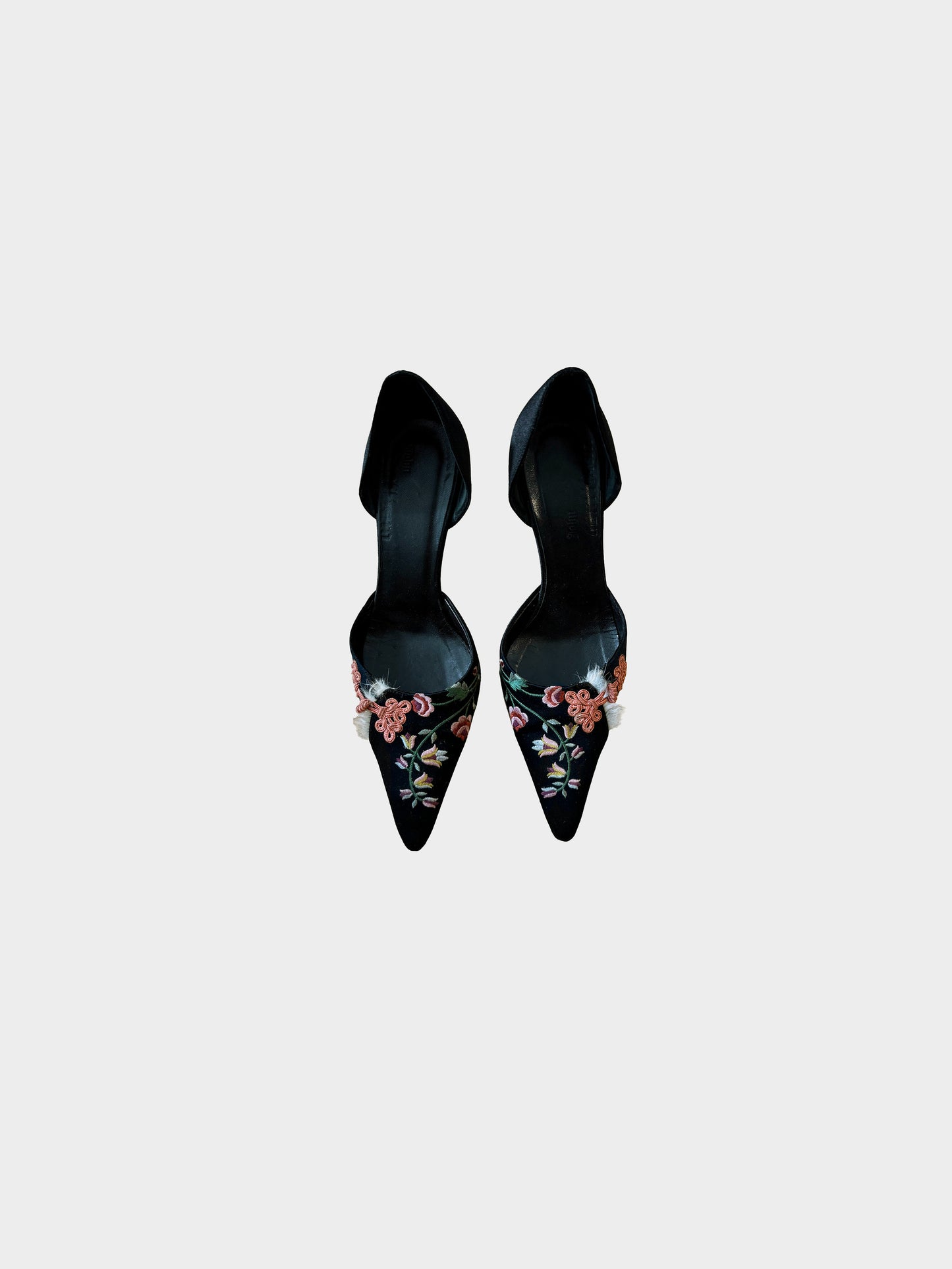 John Galliano AW 2002 Satin Floral Embroidered Heels