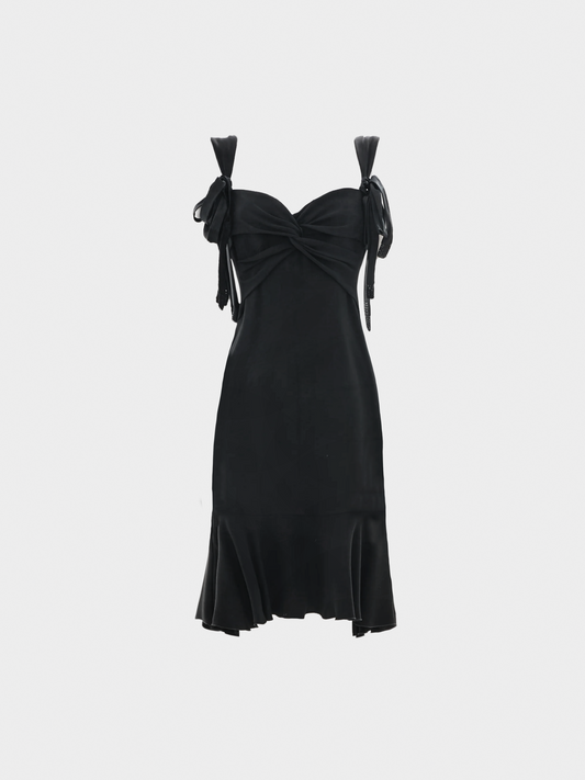 Valentino FW 2005 Runway Black Silk Bow Cocktail Dress