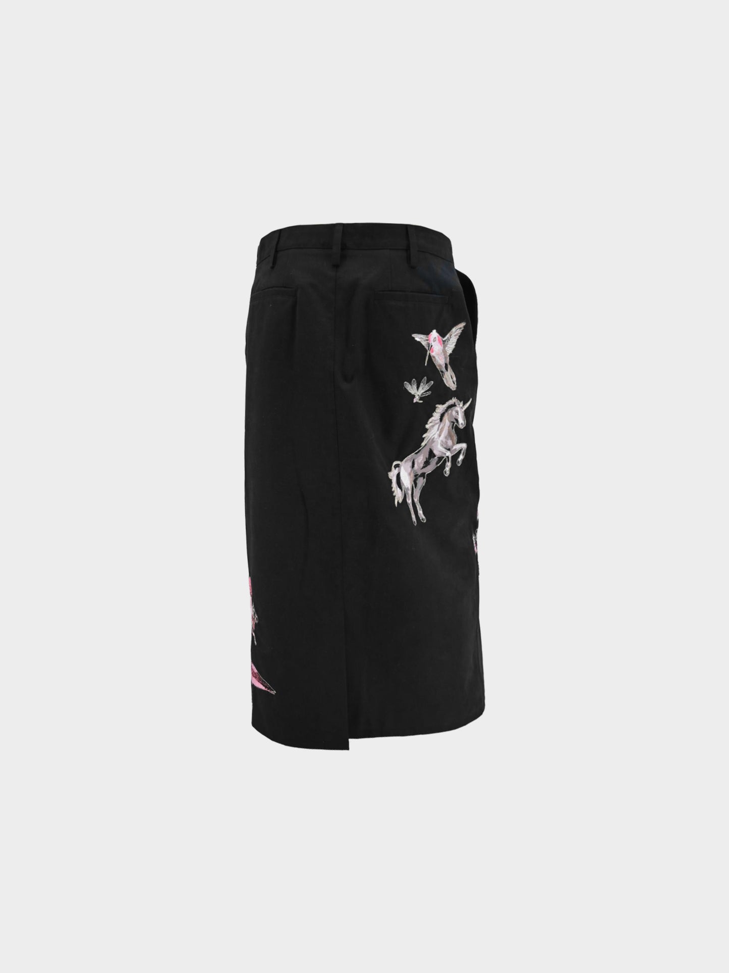 Valentino SS 2016 Black Cotton Animal Print Skirt