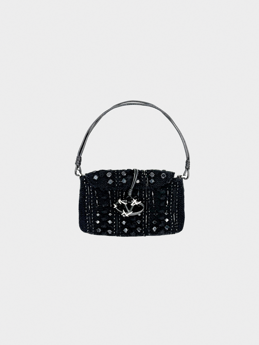 Valentino 2009 Black Embroidered Handbag