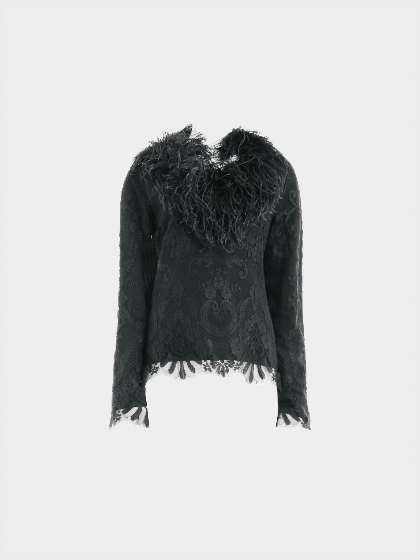 Valentino 2000s Floral Lace Feather Sweater