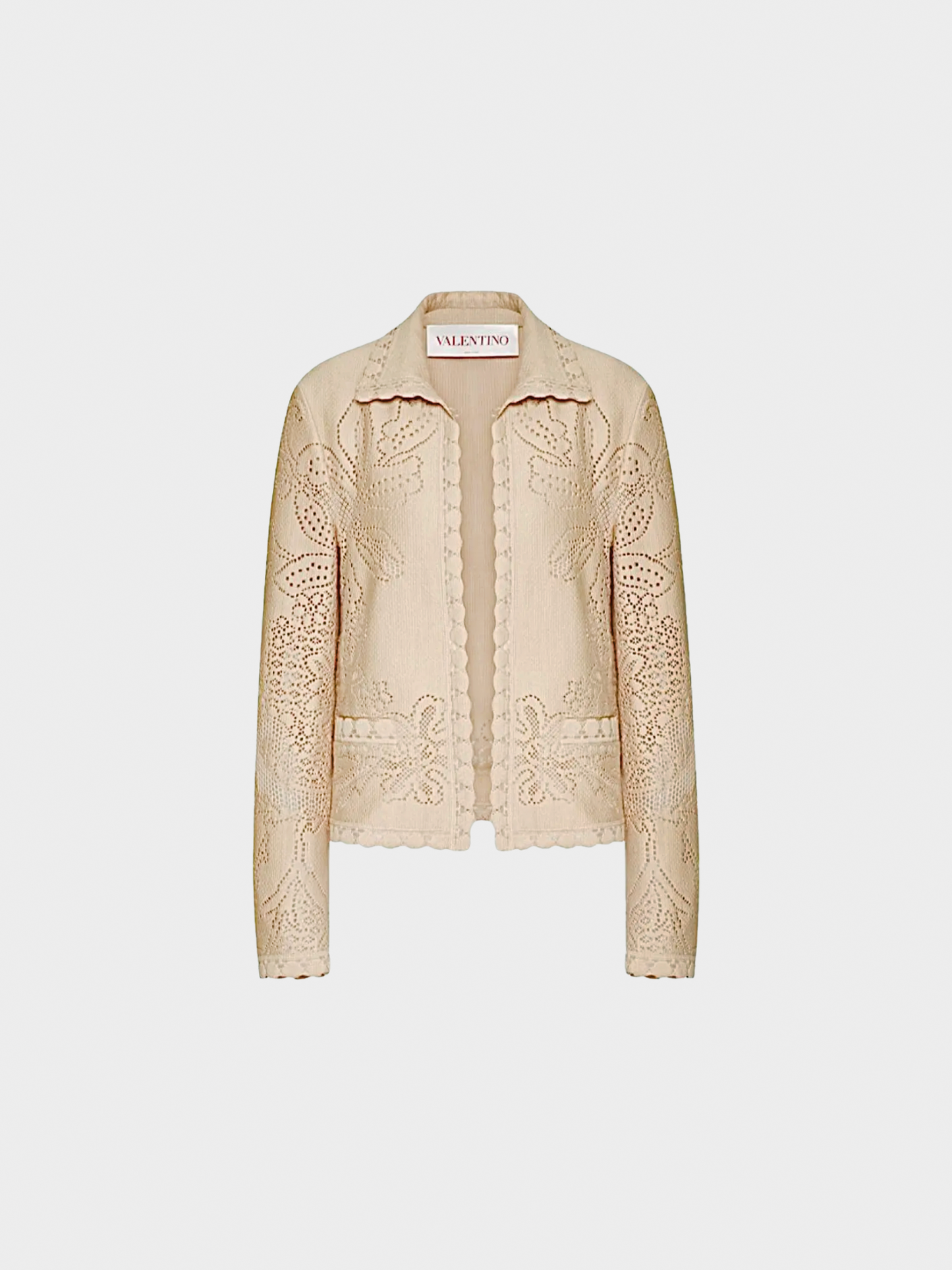Valentino 2010s Beige Floral Lace Open-Work Jacket