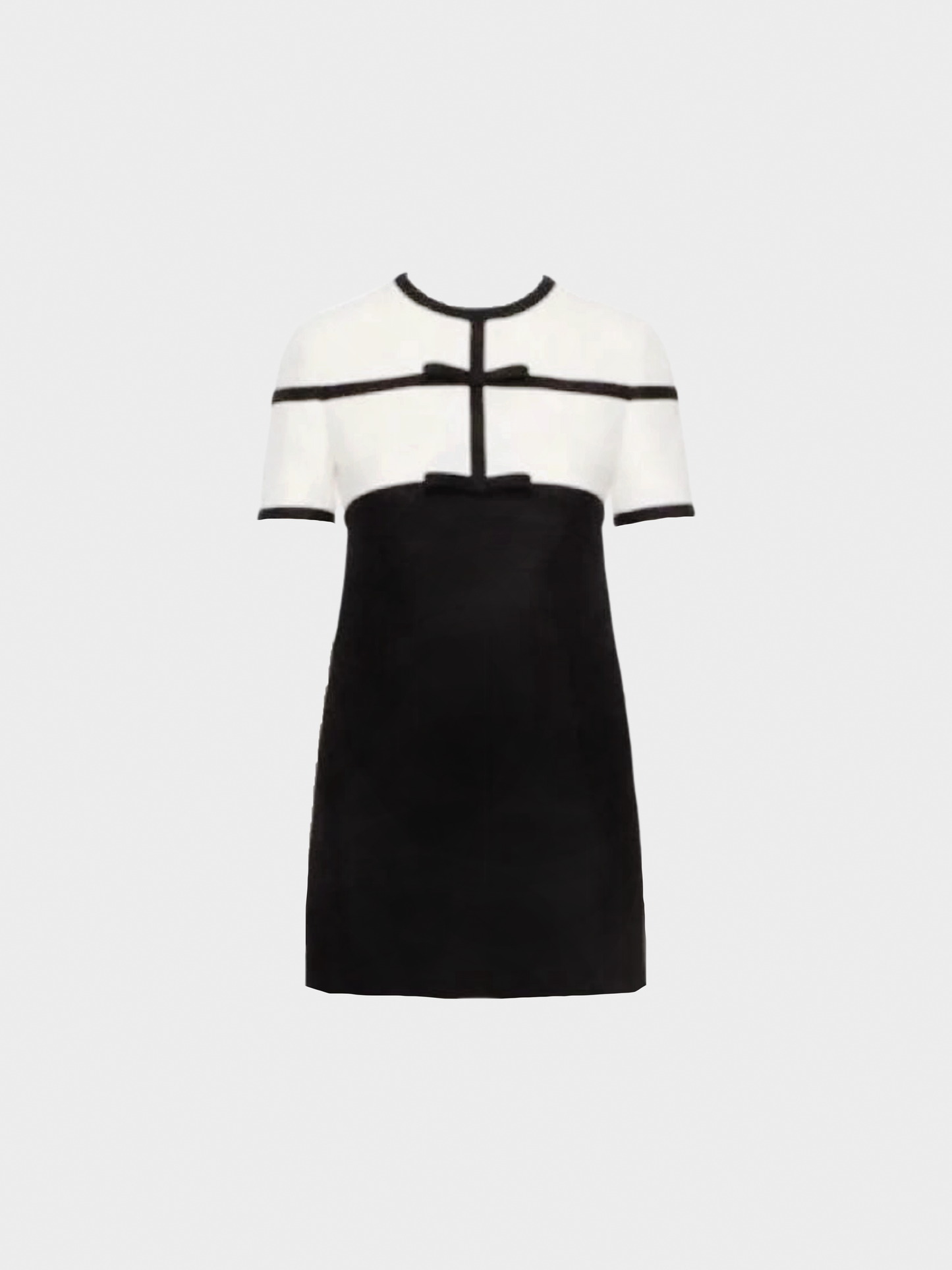 Valentino 2010s Black and Ivory Ribbon Mini Dress