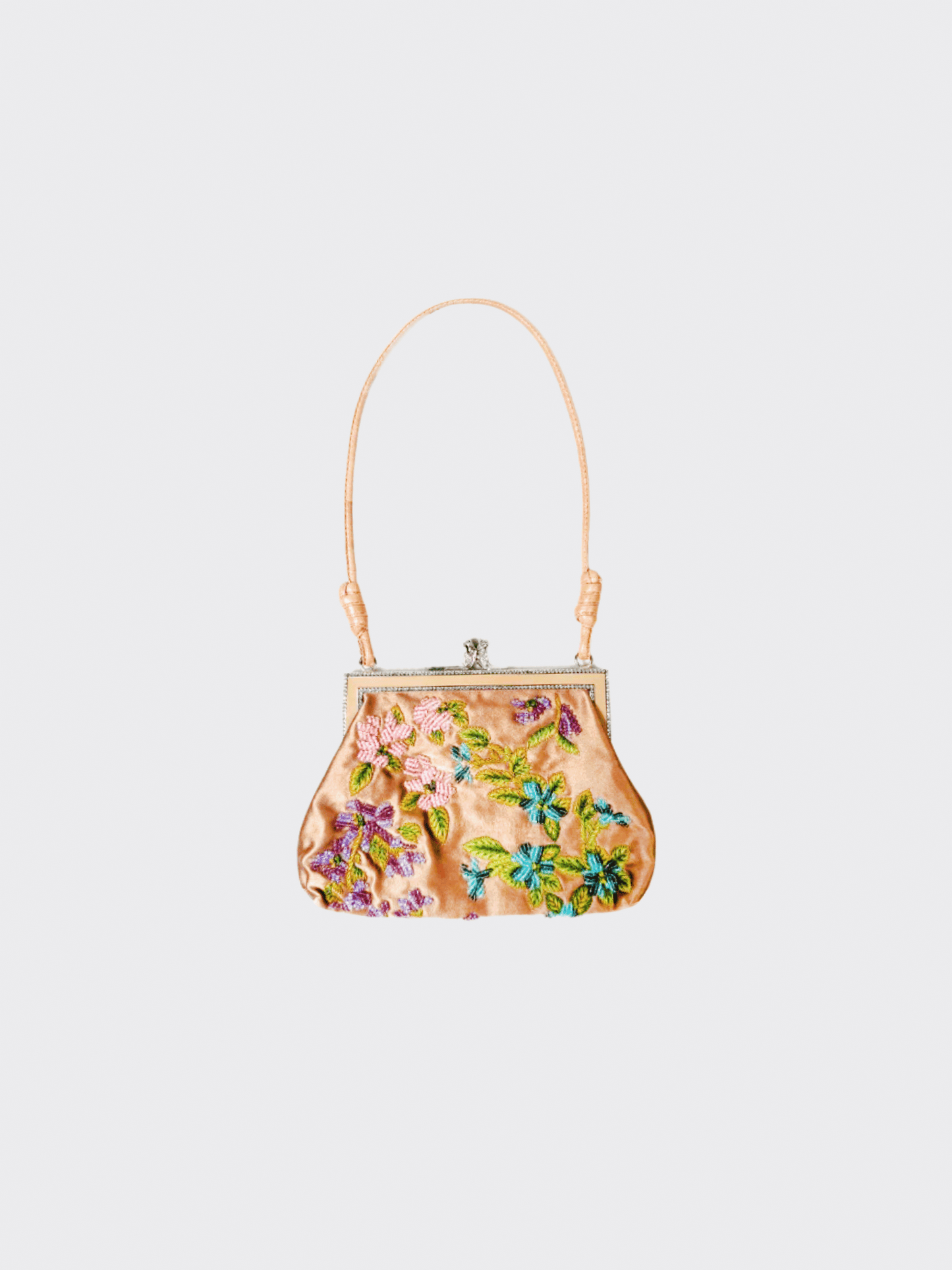 Valentino 2000s Floral Satin Beaded Handbag