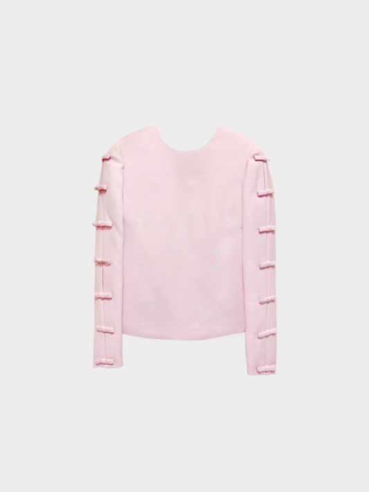 Valentino 2010S Pink Ribbon Sleeve Top