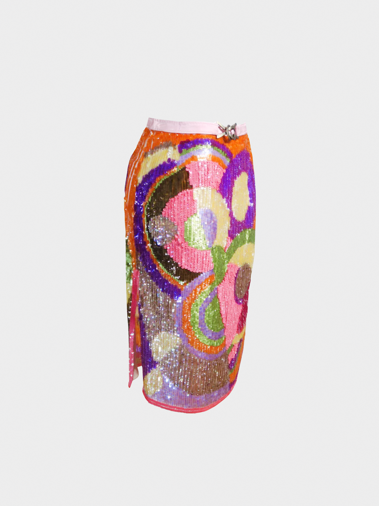 Valentino 2000s Multicolor Abstract Sequin Skirt