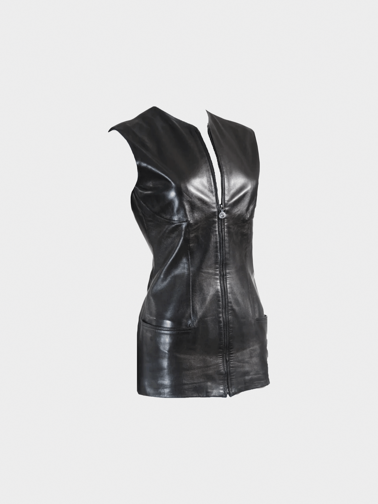 Gianni Versace 1990s Black Lambskin Leather Top