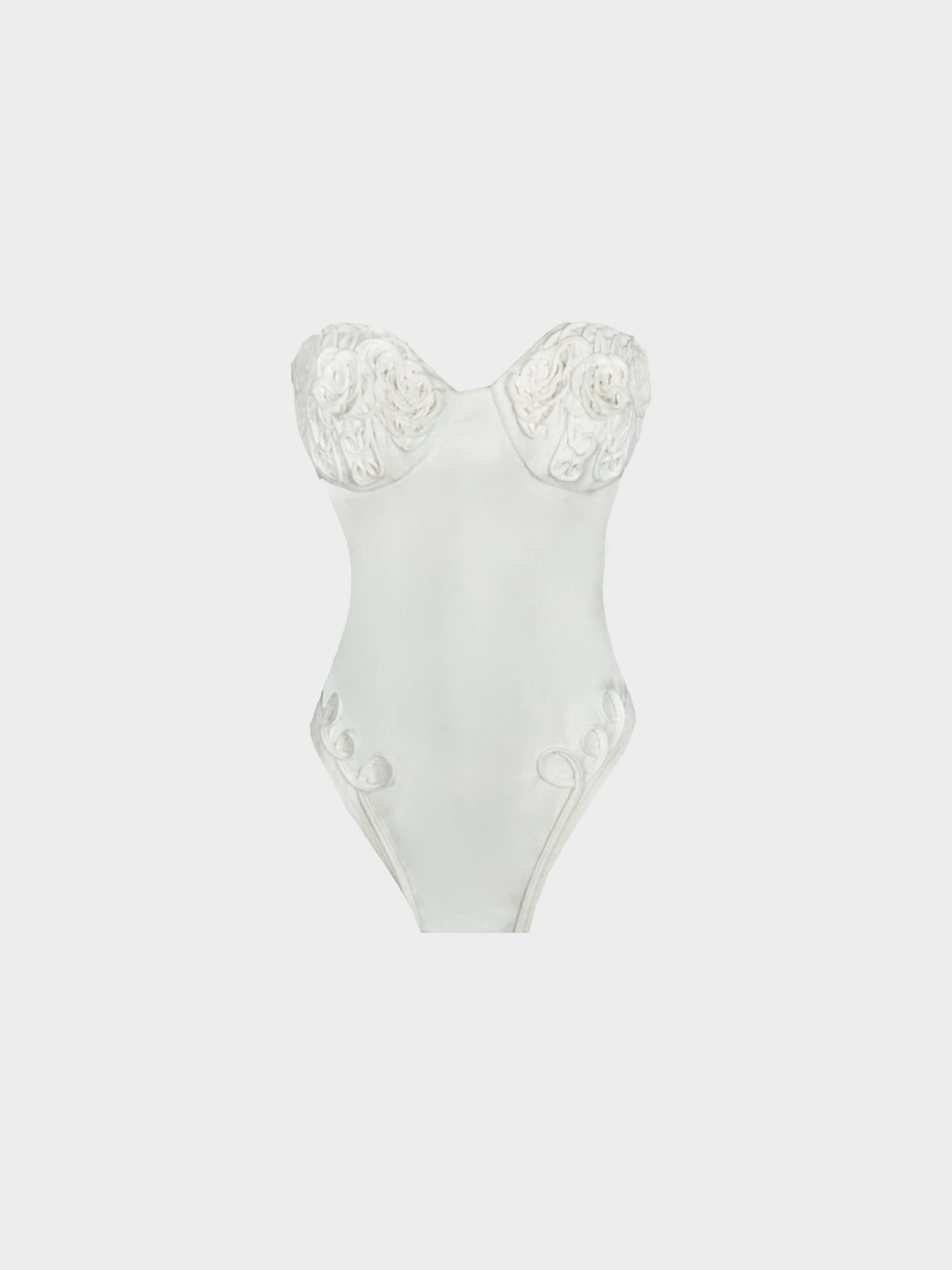 Versace 2000s White Floral Bustier Bodysuit Top