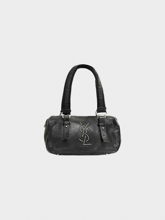 Yves Saint Laurent 2000s Black Leather Handbag Mini Boston Bag