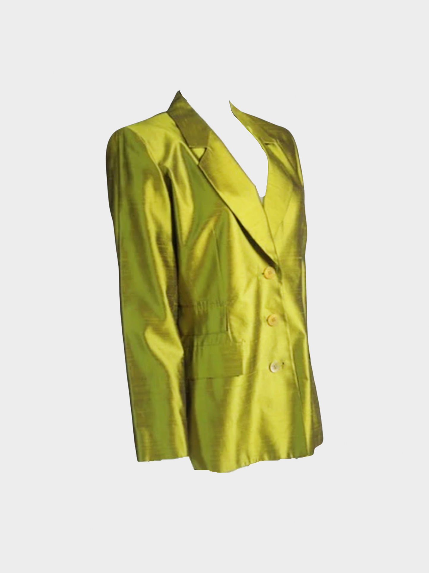 Yves Saint Laurent SS 1999 Yellow Lime Silk Jacket