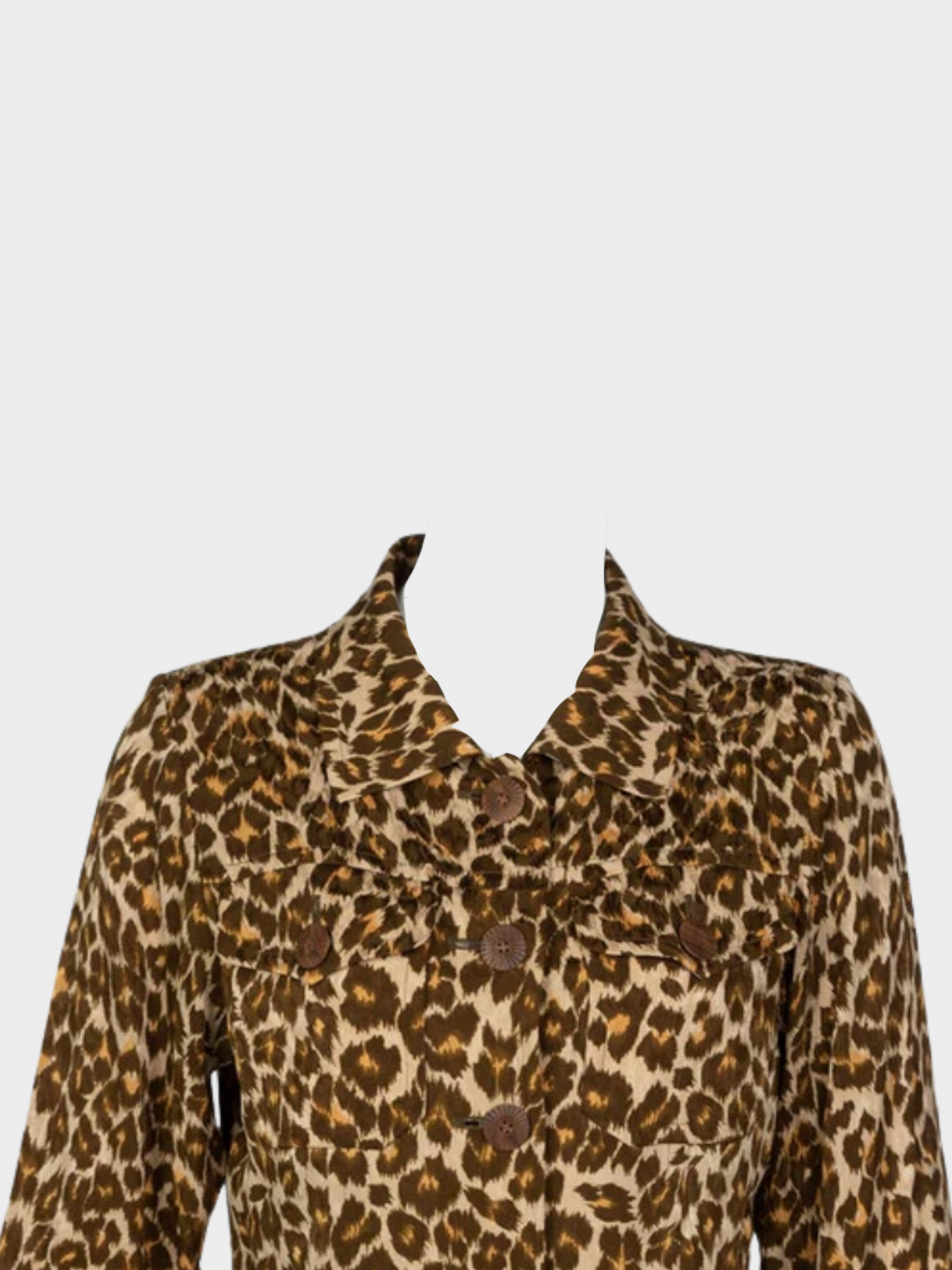 Yves Saint Laurent Rive Gauche 1990s Brown Leopard print Silk Safari Top
