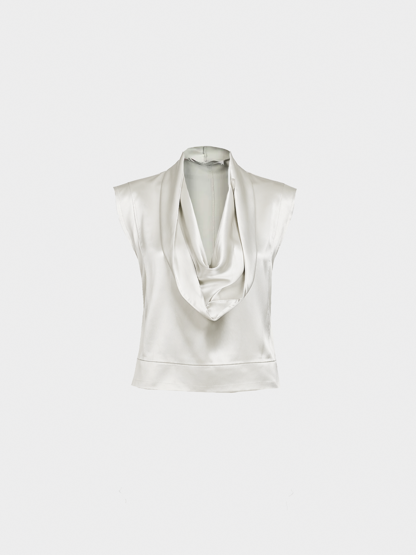 Yves Saint Laurent SS 2009 Grey Silk-Charmeuse Cowl Blouse