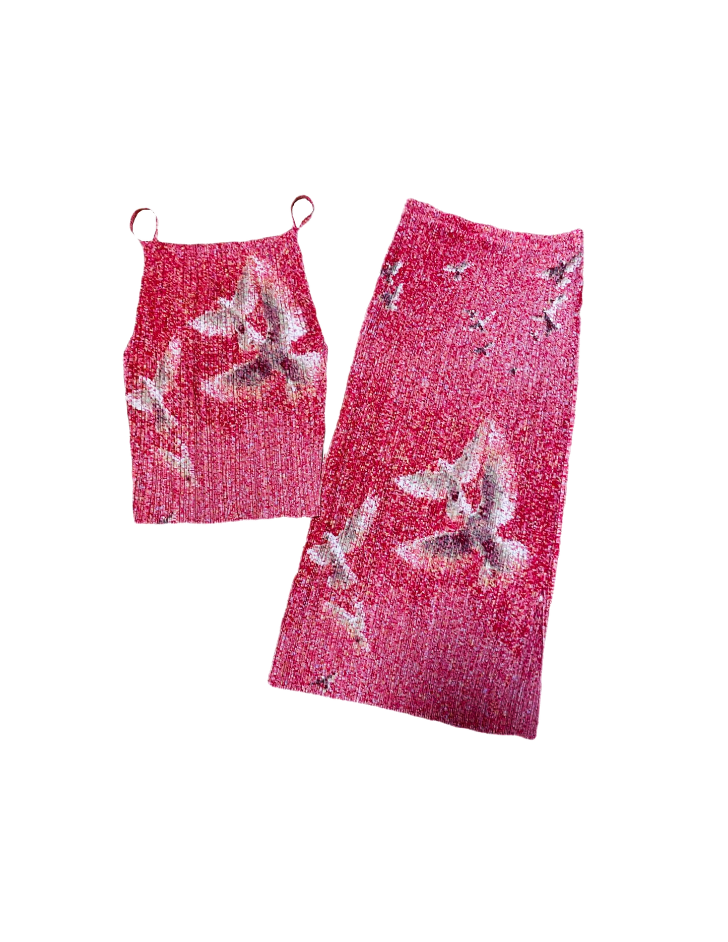 Issey Miyake Rare 1990s Floral Bird Red Set