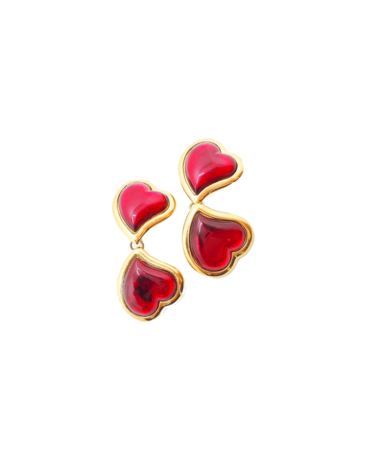 Yves Saint Laurent 1990s Double Hearts Earring