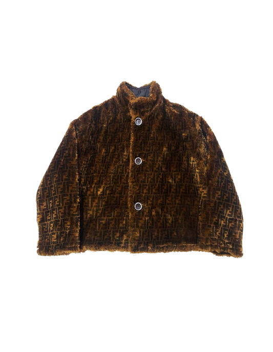 Fendi 1990s Zucca Reversible Nylon Fur Jacket