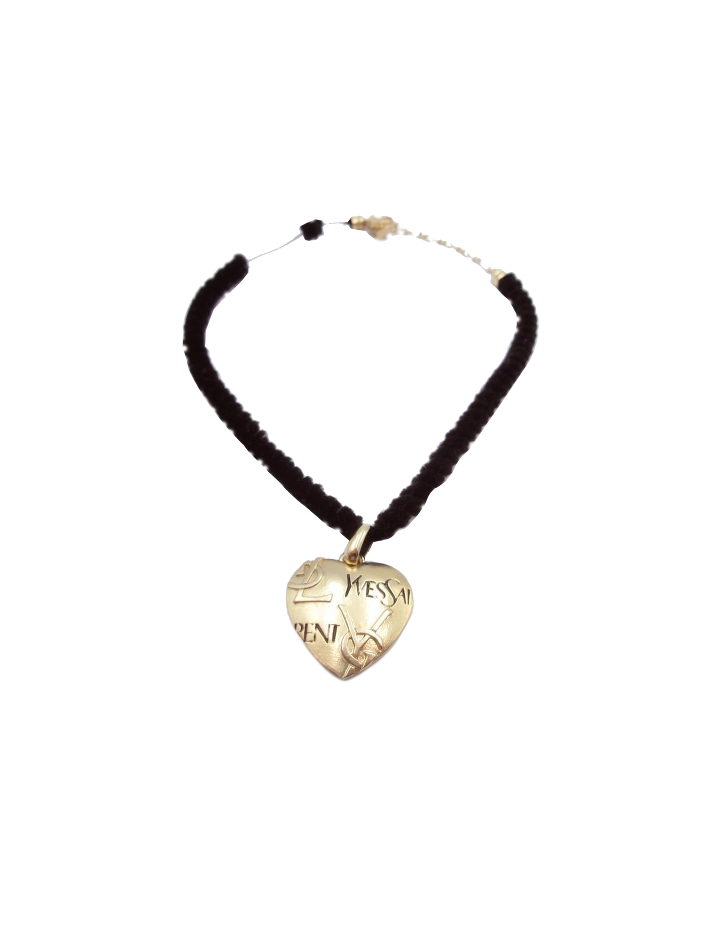 Yves Saint Laurent 2000s Heart Gold String Necklace