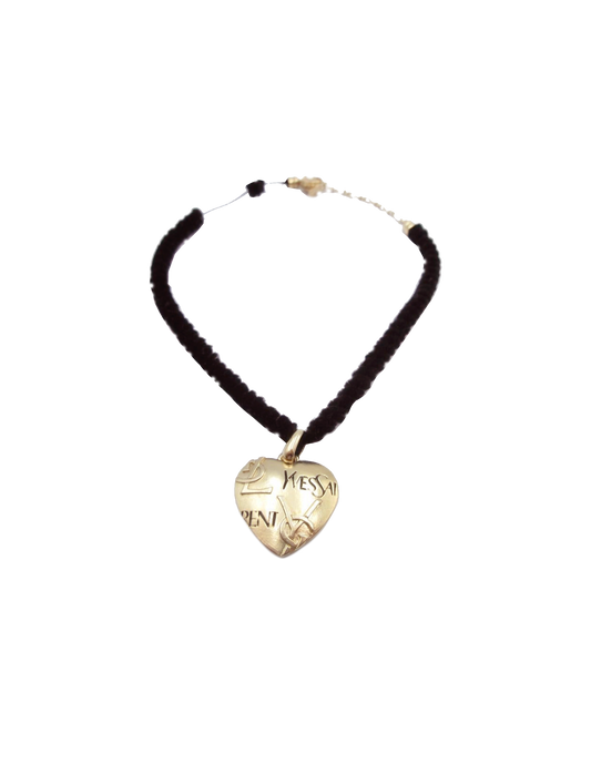 Yves Saint Laurent 2000s Heart Gold String Necklace