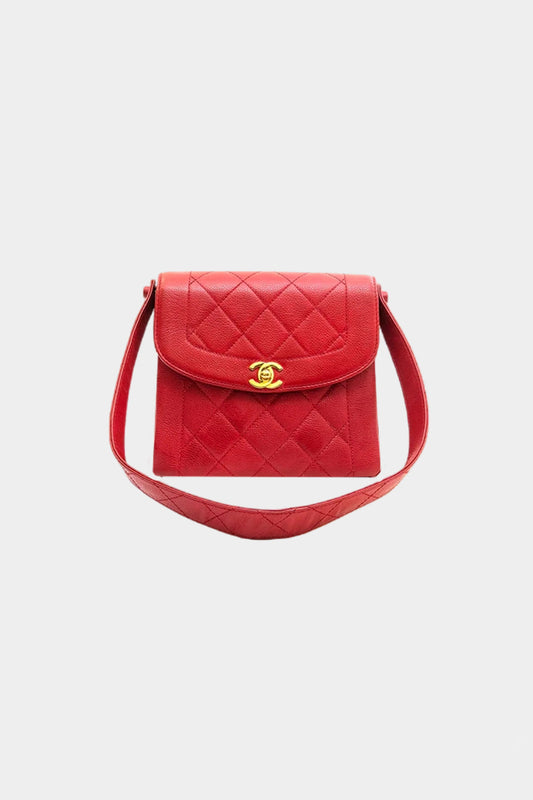 Chanel 1996-1997 Square Red Messenger Bag