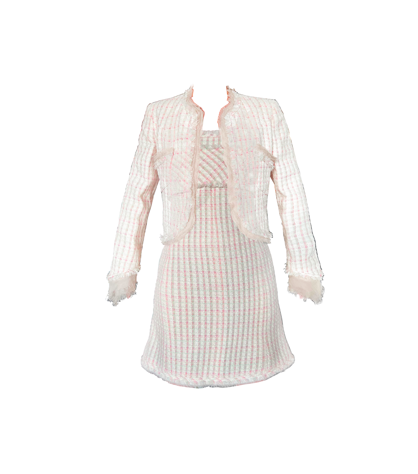 Chanel Pink 2004 Rare Tweed Wool Set